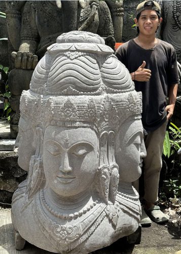 Brahma Head Vulcanic Stone H125cm