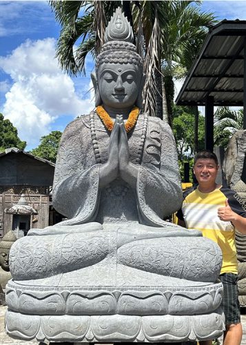 Sitting Buddha Flower Vulcanic Stone 150x120cm H242cm