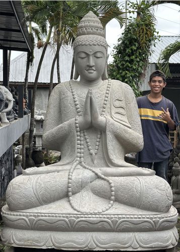 Sitting Buddha Flower Vulcanic Stone H210cm